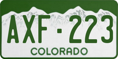 CO license plate AXF223