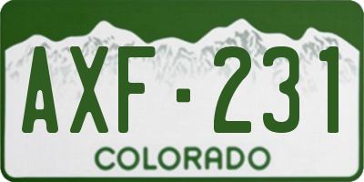 CO license plate AXF231