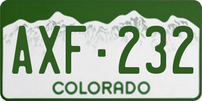 CO license plate AXF232