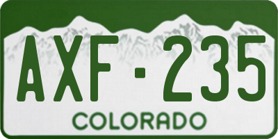 CO license plate AXF235