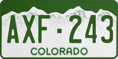 CO license plate AXF243