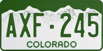 CO license plate AXF245