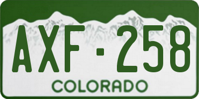CO license plate AXF258