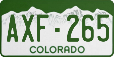 CO license plate AXF265