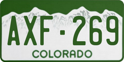 CO license plate AXF269