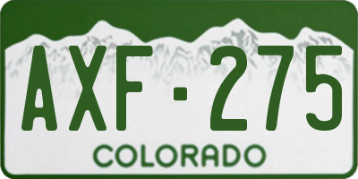 CO license plate AXF275