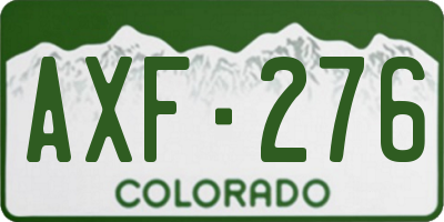 CO license plate AXF276