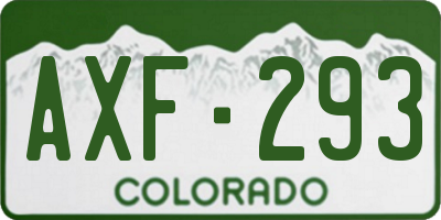 CO license plate AXF293