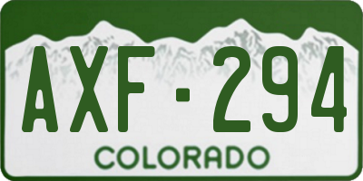 CO license plate AXF294