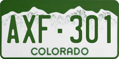 CO license plate AXF301
