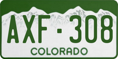 CO license plate AXF308
