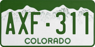 CO license plate AXF311