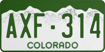 CO license plate AXF314