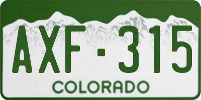 CO license plate AXF315