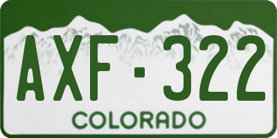 CO license plate AXF322