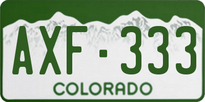 CO license plate AXF333