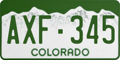 CO license plate AXF345
