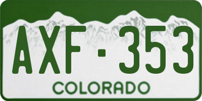CO license plate AXF353