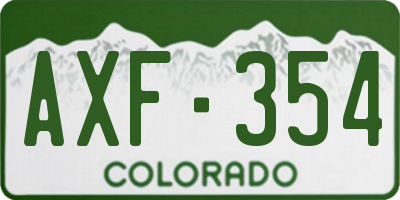 CO license plate AXF354