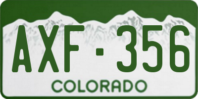 CO license plate AXF356