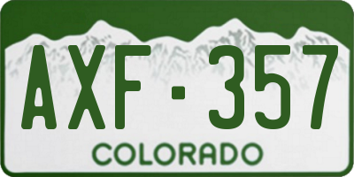 CO license plate AXF357