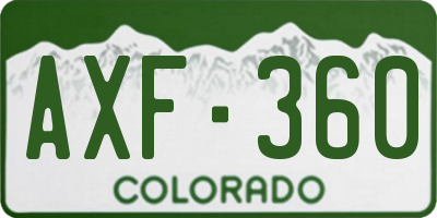 CO license plate AXF360