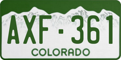 CO license plate AXF361