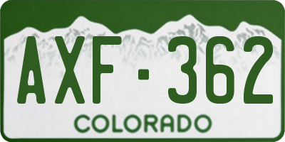 CO license plate AXF362