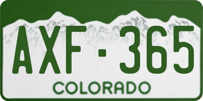 CO license plate AXF365