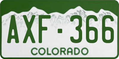 CO license plate AXF366