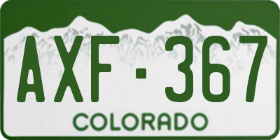 CO license plate AXF367
