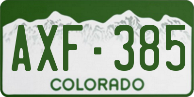 CO license plate AXF385