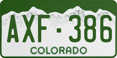 CO license plate AXF386