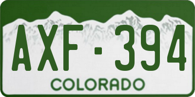 CO license plate AXF394