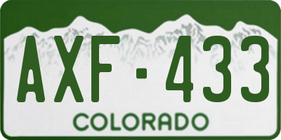 CO license plate AXF433