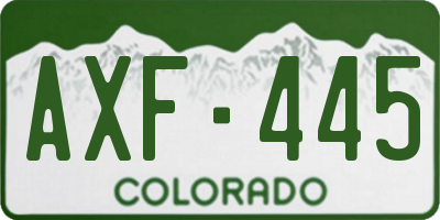 CO license plate AXF445