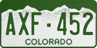 CO license plate AXF452