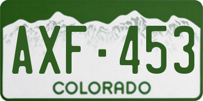 CO license plate AXF453