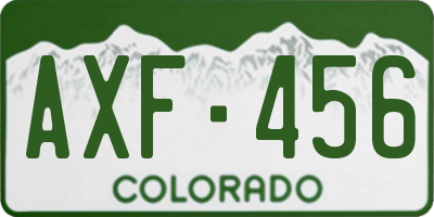 CO license plate AXF456
