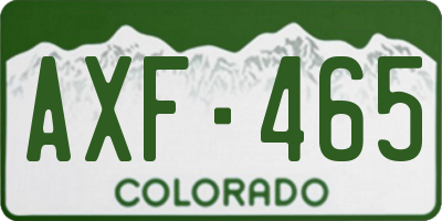CO license plate AXF465