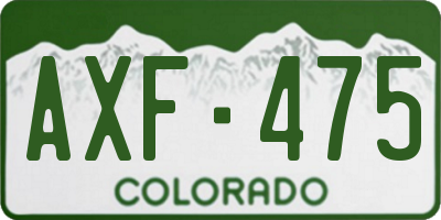 CO license plate AXF475