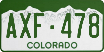 CO license plate AXF478