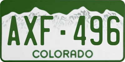 CO license plate AXF496