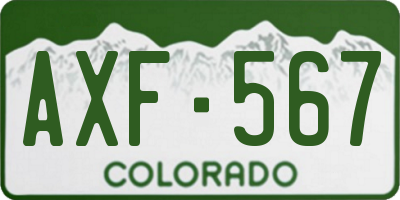 CO license plate AXF567
