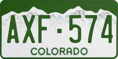 CO license plate AXF574
