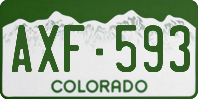 CO license plate AXF593