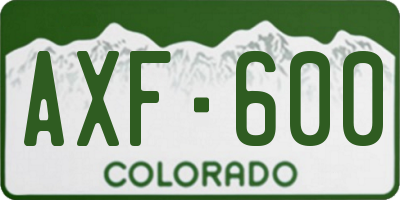 CO license plate AXF600