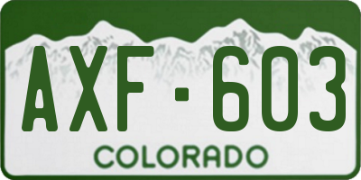 CO license plate AXF603