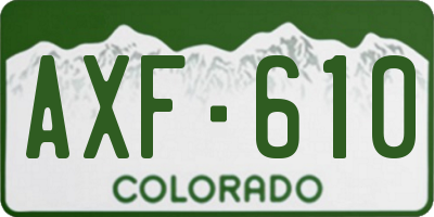 CO license plate AXF610
