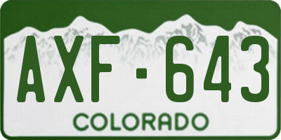 CO license plate AXF643